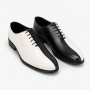 Pantofi Oxford bărbați alb-negru din piele naturală pentru ceremonie DONATOAN